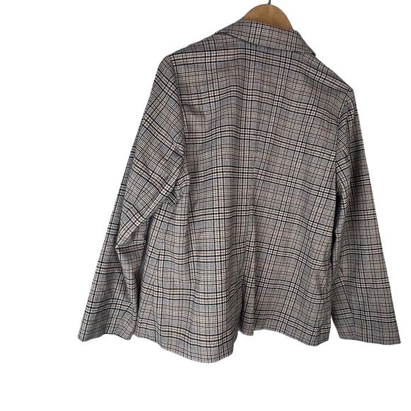 J Jill Plaid Blazer Sz M Brown Single Button Oversized Equestrian Preppy Capsule - Picture 13 of 13